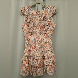 Rolypoly Floral Flutter Ruffle Open Back Dress